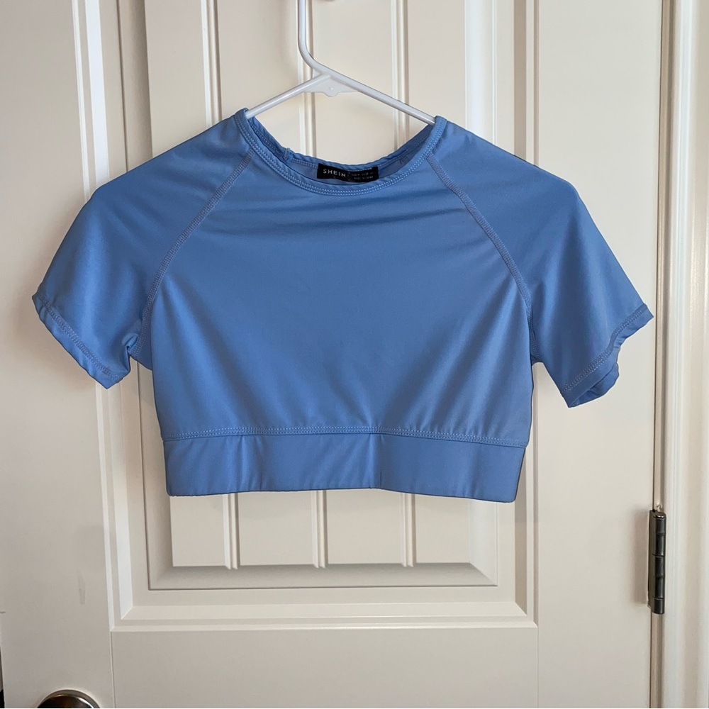 Blue athletic crop top